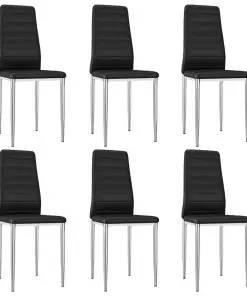 vidaXL Dining Chairs 6 pcs Black Faux Leather