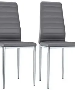 vidaXL Dining Chairs 2 pcs Grey Faux Leather