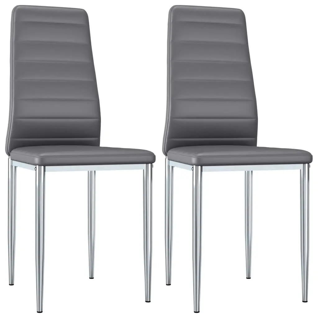 vidaXL Dining Chairs 2 pcs Grey Faux Leather