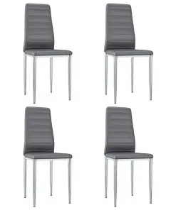 vidaXL Dining Chairs 4 pcs Grey Faux Leather