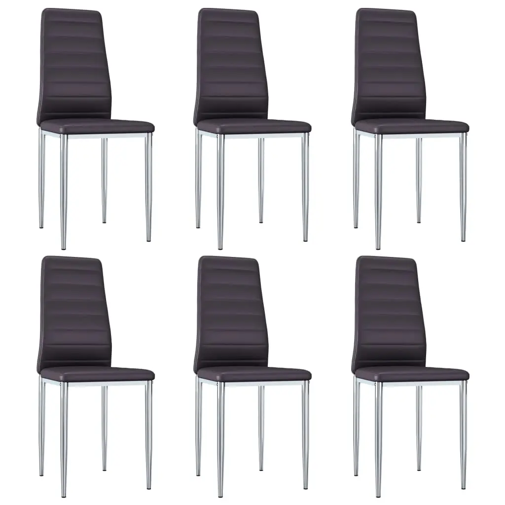 vidaXL Dining Chairs 6 pcs Brown Faux Leather