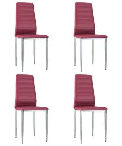 vidaXL Dining Chairs 4 pcs Red Faux Leather