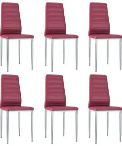 vidaXL Dining Chairs 6 pcs Red Faux Leather
