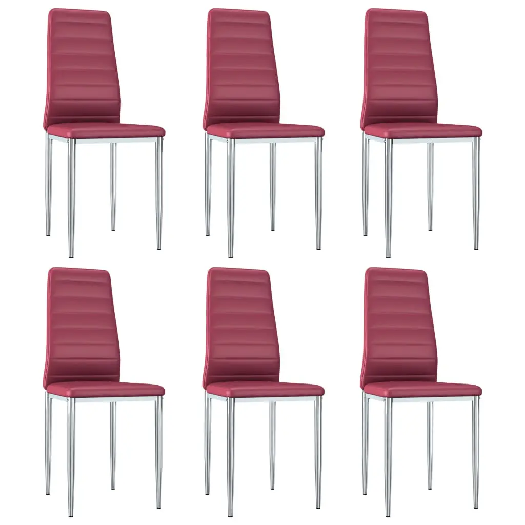 vidaXL Dining Chairs 6 pcs Red Faux Leather