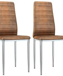 vidaXL Dining Chairs 2 pcs Brown Faux Suede Leather