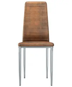 vidaXL Dining Chairs 2 pcs Brown Faux Suede Leather