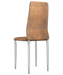 vidaXL Dining Chairs 2 pcs Brown Faux Suede Leather