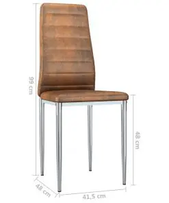 vidaXL Dining Chairs 2 pcs Brown Faux Suede Leather