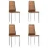 vidaXL Dining Chairs 4 pcs Brown Faux Suede Leather