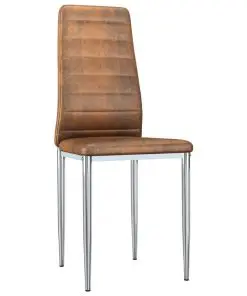 vidaXL Dining Chairs 4 pcs Brown Faux Suede Leather