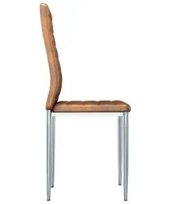 vidaXL Dining Chairs 4 pcs Brown Faux Suede Leather