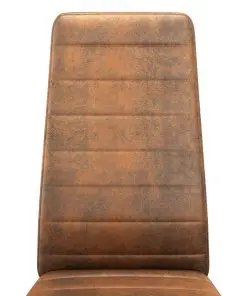 vidaXL Dining Chairs 4 pcs Brown Faux Suede Leather