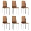 vidaXL Dining Chairs 6 pcs Brown Faux Suede Leather vidaXL Dining Chairs 6 pcs Brown Faux Suede Leather