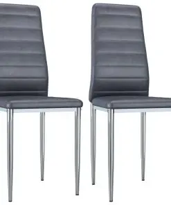 vidaXL Dining Chairs 2 pcs Grey Faux Suede Leather