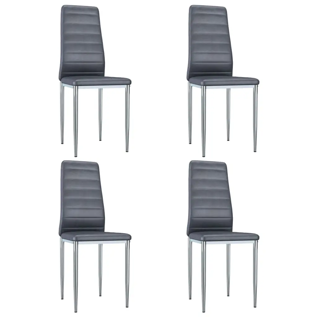vidaXL Dining Chairs 4 pcs Grey Faux Suede Leather