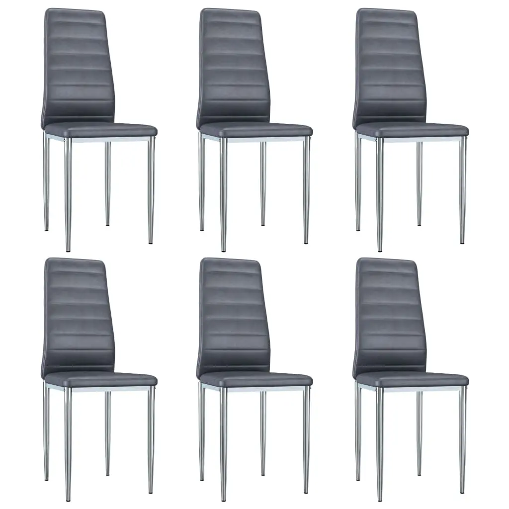 vidaXL Dining Chairs 6 pcs Grey Faux Suede Leather