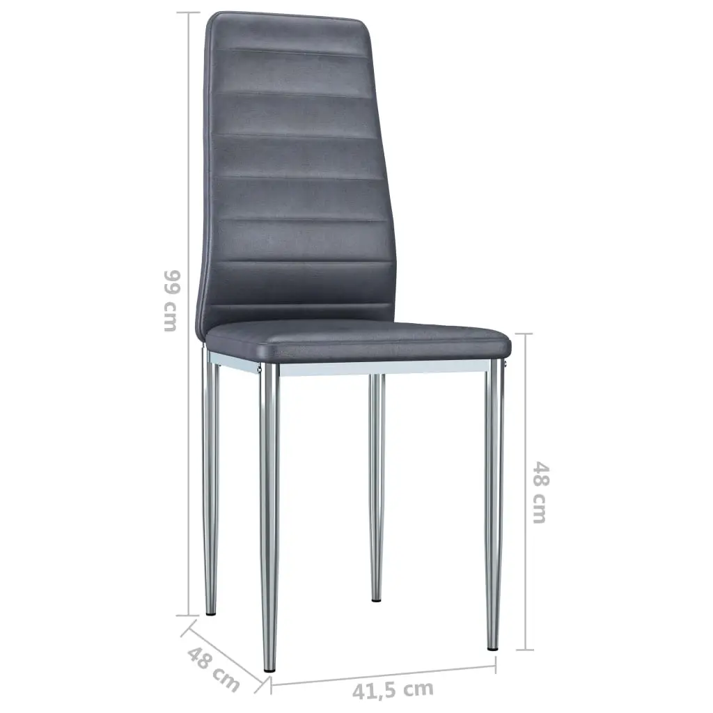 vidaXL Dining Chairs 6 pcs Grey Faux Suede Leather