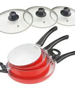 vidaXL 7 Piece Cookware Set Red Aluminium