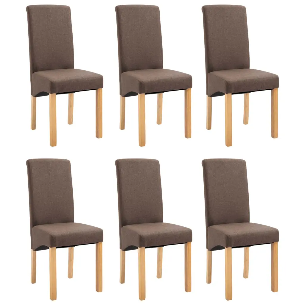 vidaXL Dining Chairs 6 pcs Brown Fabric