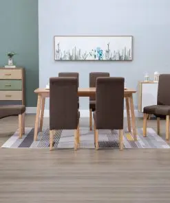 vidaXL Dining Chairs 6 pcs Brown Fabric