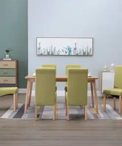 vidaXL Dining Chairs 6 pcs Green Fabric