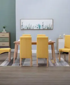 vidaXL Dining Chairs 6 pcs Yellow Fabric