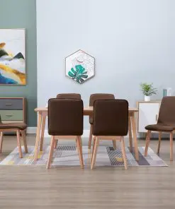 vidaXL Dining Chairs 6 pcs Brown Fabric