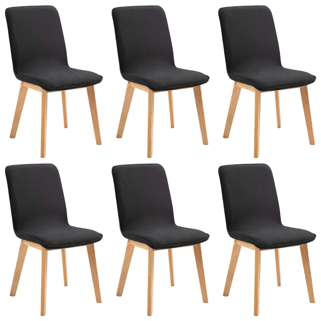 vidaXL Dining Chairs 6 pcs Black Fabric