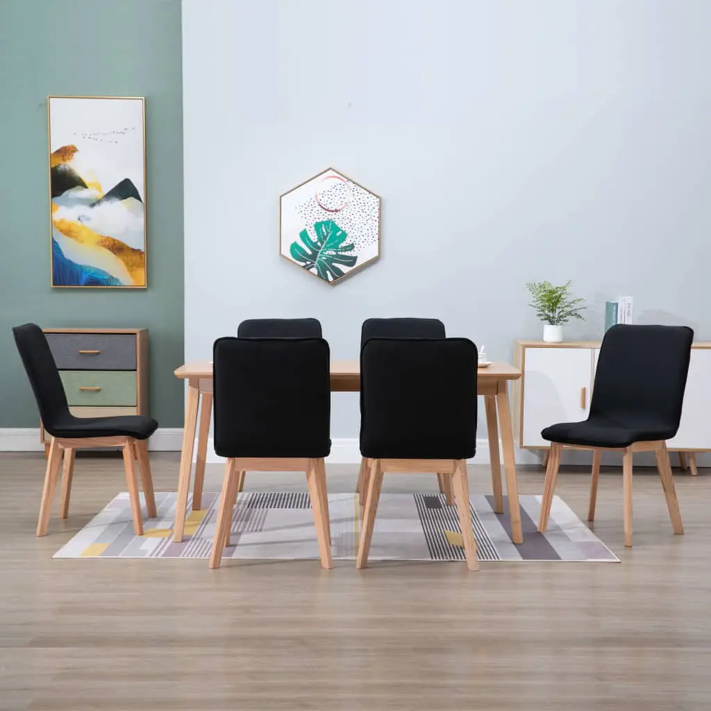 vidaXL Dining Chairs 6 pcs Black Fabric