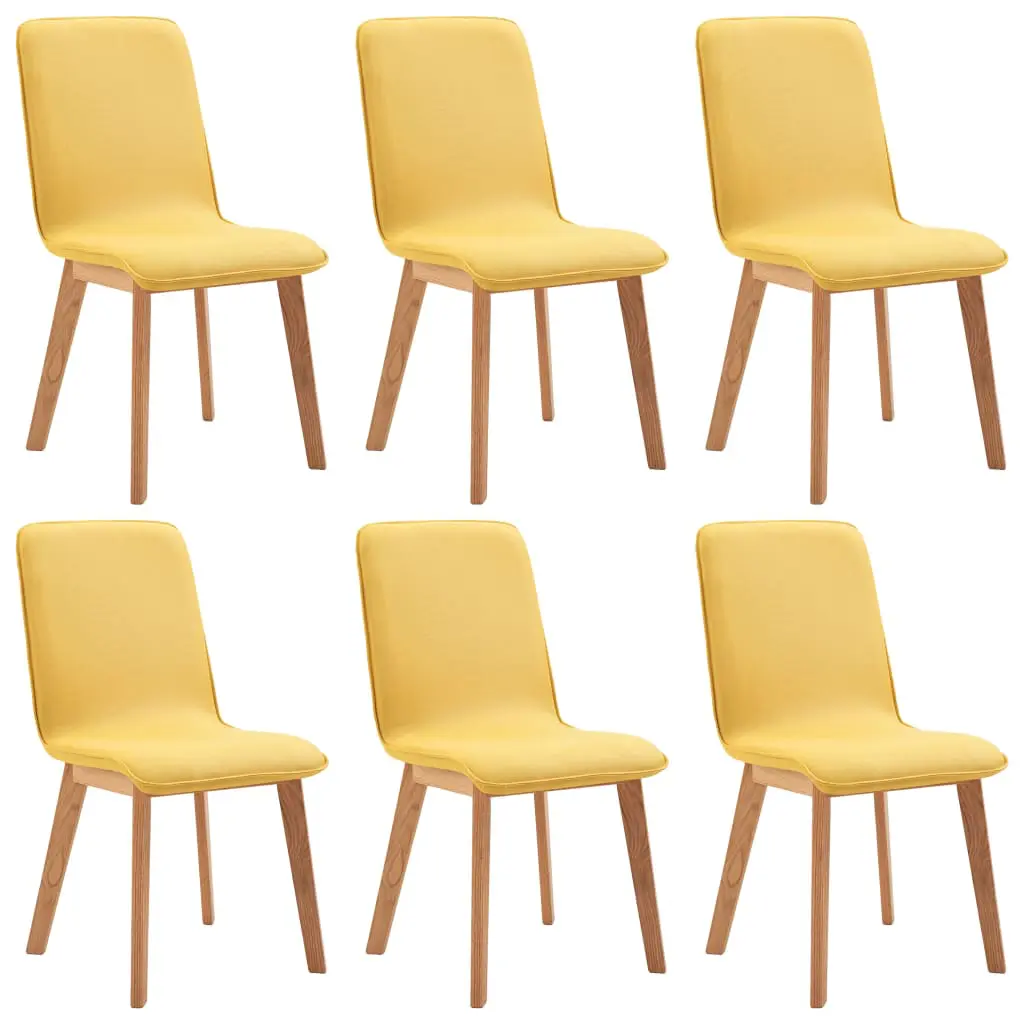vidaXL Dining Chairs 6 pcs Yellow Fabric