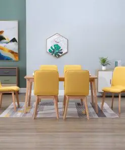 vidaXL Dining Chairs 6 pcs Yellow Fabric