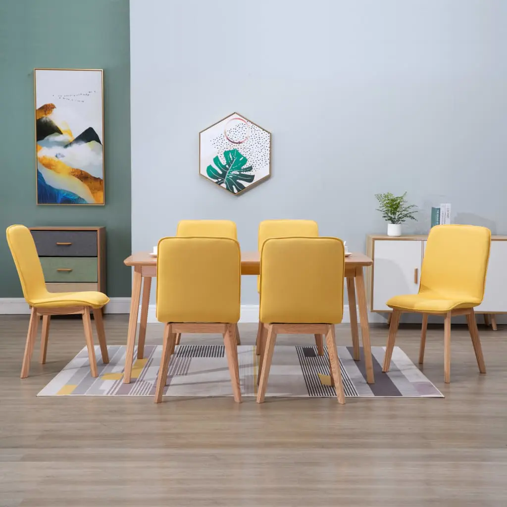vidaXL Dining Chairs 6 pcs Yellow Fabric