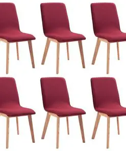 vidaXL Dining Chairs 6 pcs Red Fabric