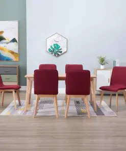 vidaXL Dining Chairs 6 pcs Red Fabric