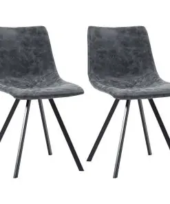vidaXL Dining Chairs 2 pcs Black Faux Leather