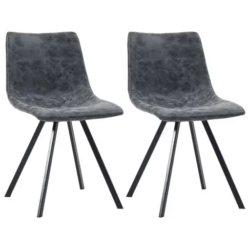 vidaXL Dining Chairs 2 pcs Black Faux Leather