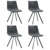 vidaXL Dining Chairs 4 pcs Black Faux Leather
