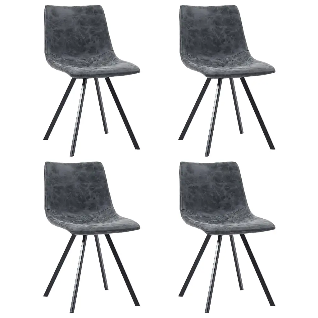 vidaXL Dining Chairs 4 pcs Black Faux Leather