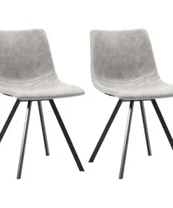 vidaXL Dining Chairs 2 pcs Light Grey Faux Leather