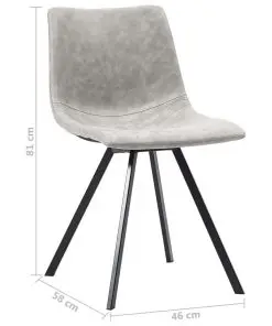 vidaXL Dining Chairs 2 pcs Light Grey Faux Leather