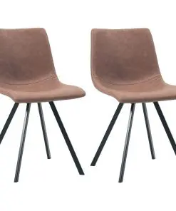vidaXL Dining Chairs 2 pcs Medium Brown Faux Leather