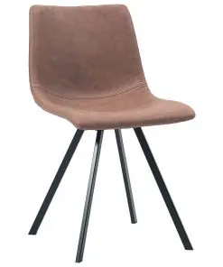 vidaXL Dining Chairs 2 pcs Medium Brown Faux Leather
