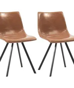 vidaXL Dining Chairs 2 pcs Cognac Faux Leather