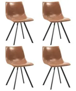 vidaXL Dining Chairs 4 pcs Cognac Faux Leather