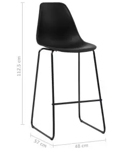 vidaXL Bar Chairs 2 pcs Black Plastic