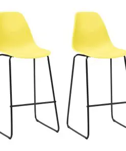 vidaXL Bar Chairs 2 pcs Yellow Plastic