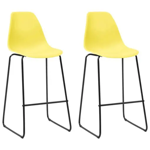 vidaXL Bar Chairs 2 pcs Yellow Plastic