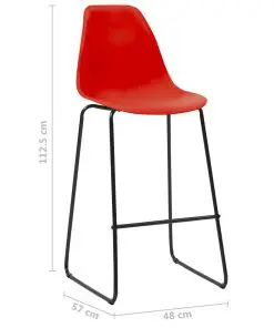 vidaXL Bar Chairs 2 pcs Red Plastic