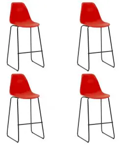 vidaXL Bar Chairs 4 pcs Red Plastic