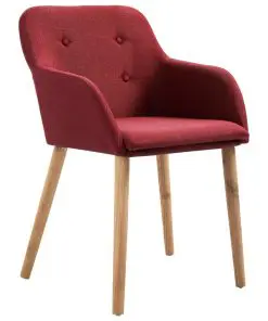 vidaXL Dining Chairs 4 pcs Wine Red Fabric and Solid Oak Wood